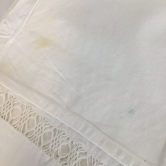 VTG Ivory Muslin Full Sheet 81x108 Hemstitched Pillowcases Cottagecore Farmhouse - Picture 6 of 10